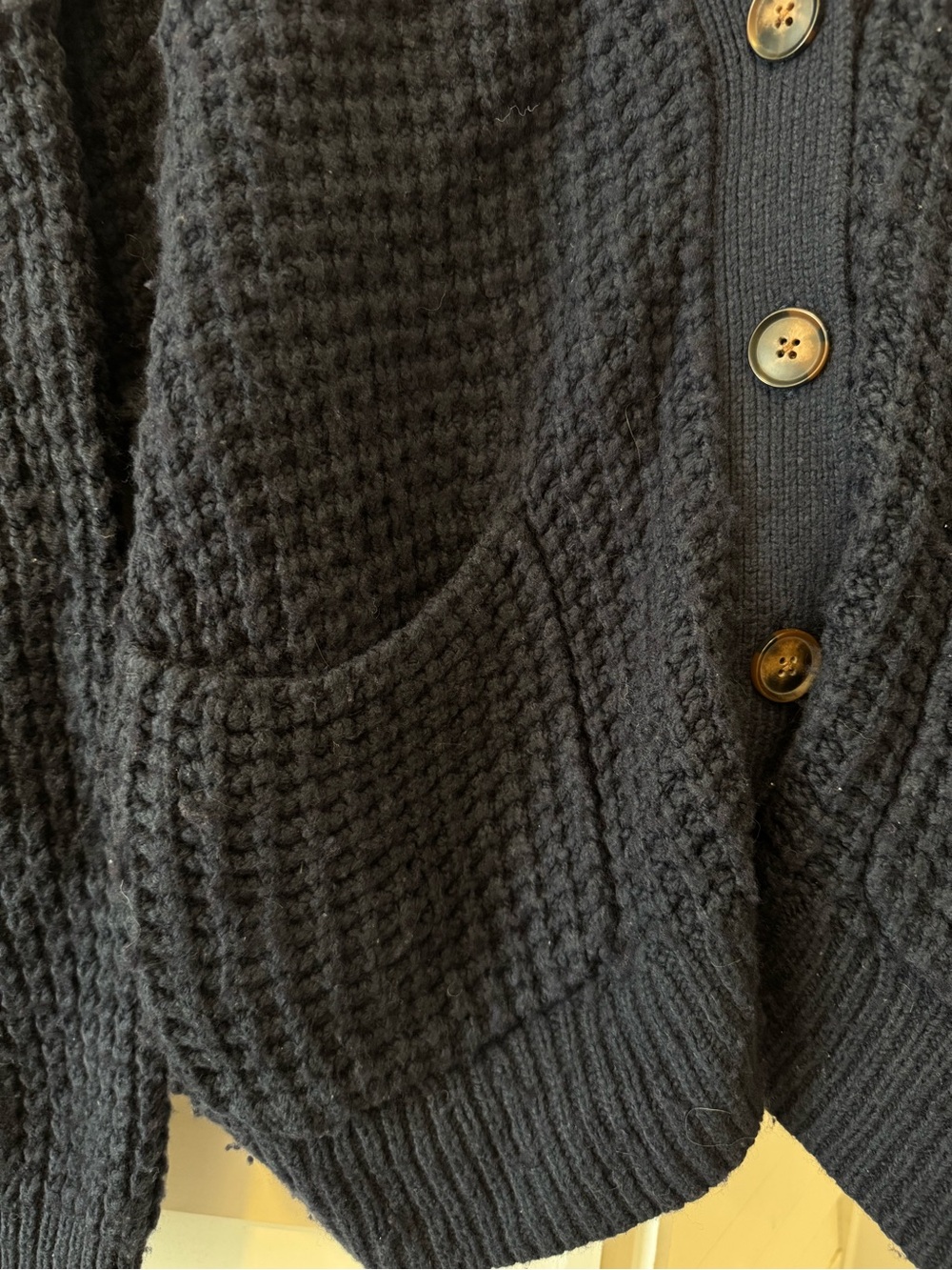 Madewell Navy Waffle-Knit Button Cardigan - Picture 4 of 5